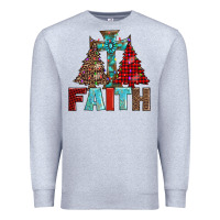Heather Grey cross and christmas trees Premium Sweatshirt - AdoDesignShop