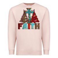 Pale Pink cross and christmas trees Premium Sweatshirt - AdoDesignShop