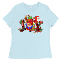 Baby Blue christmas joy  gnome Ladies Tee - CowGirlArtShop