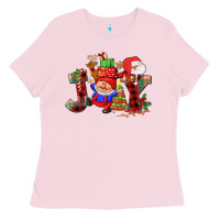 Bubblegum Pink christmas joy  gnome Ladies Tee - CowGirlArtShop
