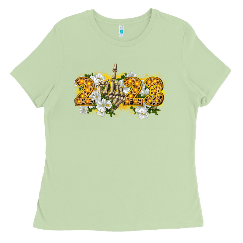 2023 Skeleton Middle Finger New Year Ladies Tee by CowGirlArtShop | Teevron