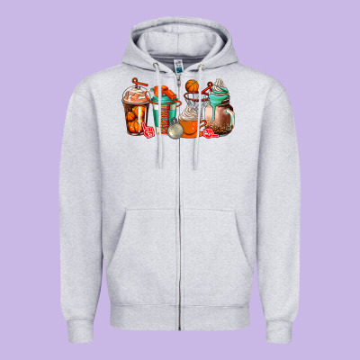 Basketball Coffee Cups Zipper Hoodie Designed By Adodesignshop