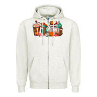Oatmeal Heather basketball coffee cups Zipper Hoodie - AdoDesignShop