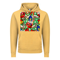Vintage Mustard christmas coffee cups bell and candy cane with leopard and plaid Vintage Hoodie - BundleAndBundleShop