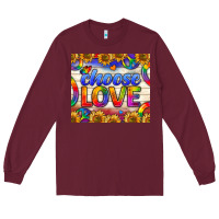Burgundy Western Choose Love Tumbler Long Sleeve Tee - BundleAndBundleShop