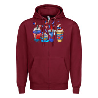 Burgundy 4th of july coffee cups Zipper Hoodie - AdoDesignShop