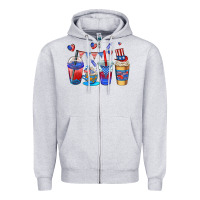 Heather Grey 4th of july coffee cups Zipper Hoodie - AdoDesignShop