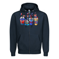Navy 4th of july coffee cups Zipper Hoodie - AdoDesignShop