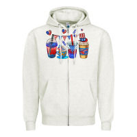 Oatmeal Heather 4th of july coffee cups Zipper Hoodie - AdoDesignShop