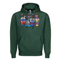 Sports Green 4th of july coffee cups Zipper Hoodie - AdoDesignShop