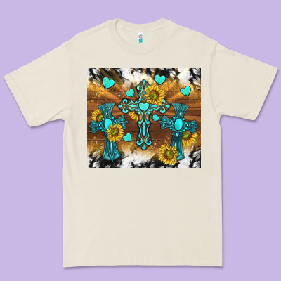 Western Crosses And Sunflowers Premium Tee Designed By Tumblerdesignbyshophia