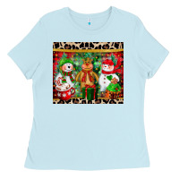 Baby Blue christmas snowman polar bear reindeer Ladies Tee - CowGirlArtShop