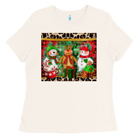 Bone christmas snowman polar bear reindeer Ladies Tee - CowGirlArtShop