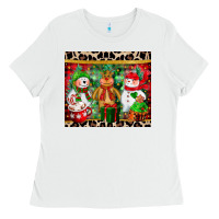 White christmas snowman polar bear reindeer Ladies Tee - CowGirlArtShop