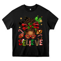 Black christmas believe afro messy bun Heavy Core Tee - texasbilliewilder