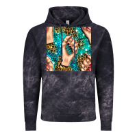 Cloud Black nail art with leopard and turquoise  gemstone seamless pattern bbs Vintage Hoodie - BundleAndBundleShop