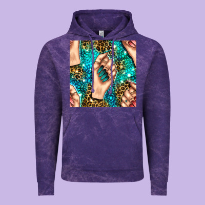Nail Art With Leopard And Turquoise  Gemstone Seamless Pattern Bbs Vintage Hoodie Designed By Bundleandbundleshop