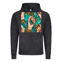 Vintage Black nail art with leopard and turquoise  gemstone seamless pattern bbs Vintage Hoodie - BundleAndBundleShop