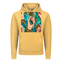 Vintage Mustard nail art with leopard and turquoise  gemstone seamless pattern bbs Vintage Hoodie - BundleAndBundleShop