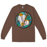 Chestnut baseball with sunflower round earrings Long Sleeve Tee - BundleAndBundleShop