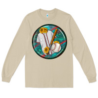 Mushroom baseball with sunflower round earrings Long Sleeve Tee - BundleAndBundleShop