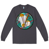 Smoke baseball with sunflower round earrings Long Sleeve Tee - BundleAndBundleShop