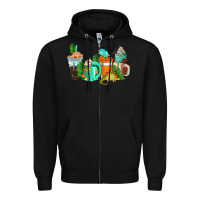 Black dinosaur coffee cups Zipper Hoodie - AdoDesignShop