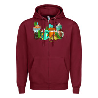 Burgundy dinosaur coffee cups Zipper Hoodie - AdoDesignShop