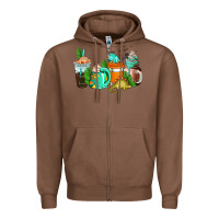 Chestnut dinosaur coffee cups Zipper Hoodie - AdoDesignShop
