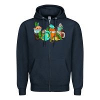 Navy dinosaur coffee cups Zipper Hoodie - AdoDesignShop