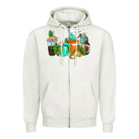 Oatmeal Heather dinosaur coffee cups Zipper Hoodie - AdoDesignShop