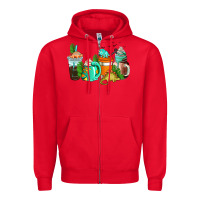 Red dinosaur coffee cups Zipper Hoodie - AdoDesignShop