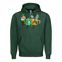 Sports Green dinosaur coffee cups Zipper Hoodie - AdoDesignShop