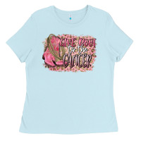 Baby Blue give boot to the cancer Ladies Tee - CowGirlArtShop