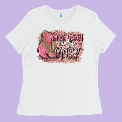 Give Boot To The Cancer Ladies Tee Designed By Cowgirlartshop