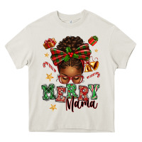 Cream merry mama afro messy bun Heavy Core Tee - texasbilliewilder