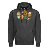 Charcoal Heather rodeo coffee cups Zipper Hoodie - AdoDesignShop