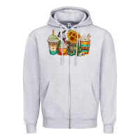 Heather Grey rodeo coffee cups Zipper Hoodie - AdoDesignShop