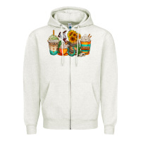 Oatmeal Heather rodeo coffee cups Zipper Hoodie - AdoDesignShop