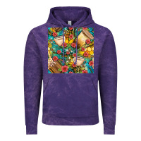 Cloud Purple honey and bee coffee cup with flowers and leopard seamless pattern bbs Vintage Hoodie - BundleAndBundleShop