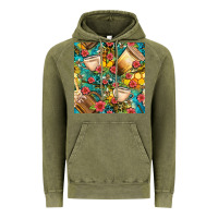Vintage Olive honey and bee coffee cup with flowers and leopard seamless pattern bbs Vintage Hoodie - BundleAndBundleShop