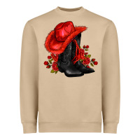 Valentines Day Cowboy Boots Red  And Roses Heavyweight Sweatshirt | Teevron