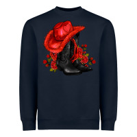 Navy valentines day cowboy boots red  and roses Heavyweight Sweatshirt - AdoDesignShop