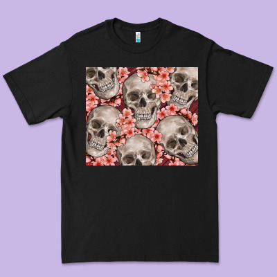 Skulls And Flowers Premium Tee Designed By Tumblerdesignbyshophia