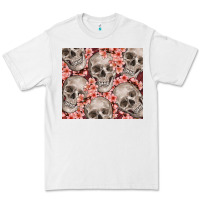 White skulls and flowers Premium Tee - TumblerDesignByShophia