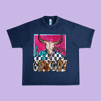 Western Hey Cowboy Urban Heavy Tee Designed By Oliviacreatesart