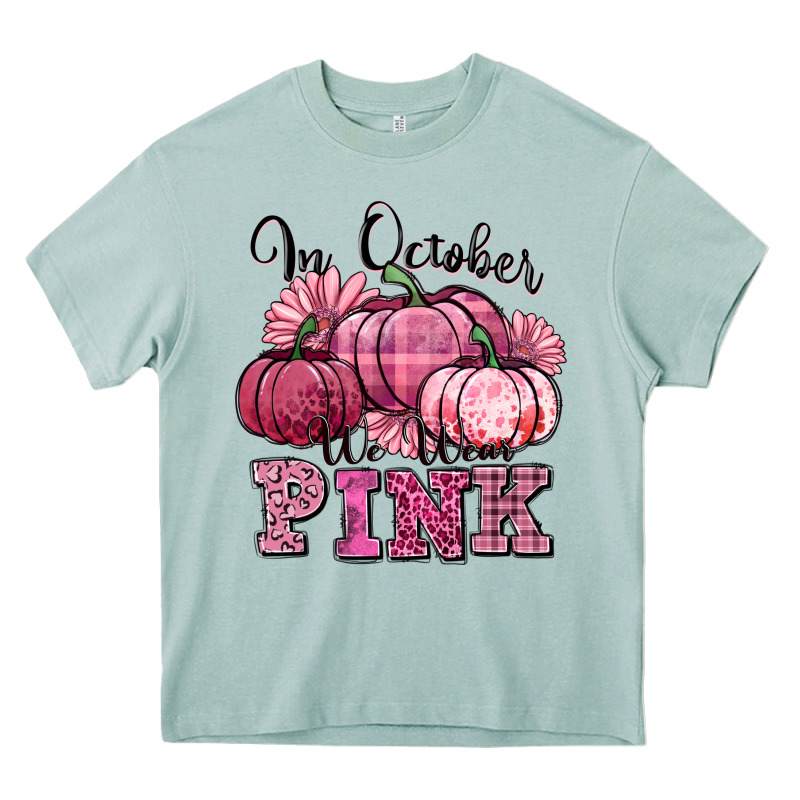 In October We Wear Pink Pumpkin Heavy Core Tee by texasbilliewilder | Teevron