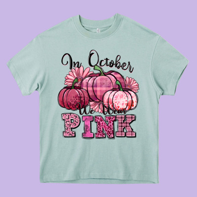 In October We Wear Pink Pumpkin Heavy Core Tee Designed By Texasbilliewilder