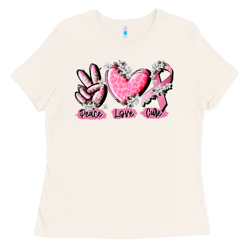 Peace Love Cure Breast Cancer Ladies Tee by CowGirlArtShop | Teevron