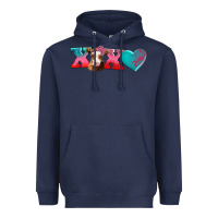 Navy xoxo guarnsey cow Heavyweight Hoodie - AdoDesignShop